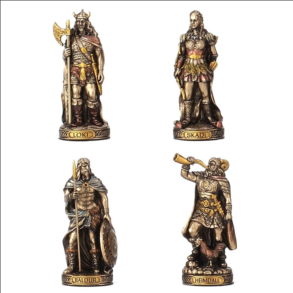 Veronese Design Nordische Götter Kunstharz-Figuren, handbemalt, bronzefarben, Bronze