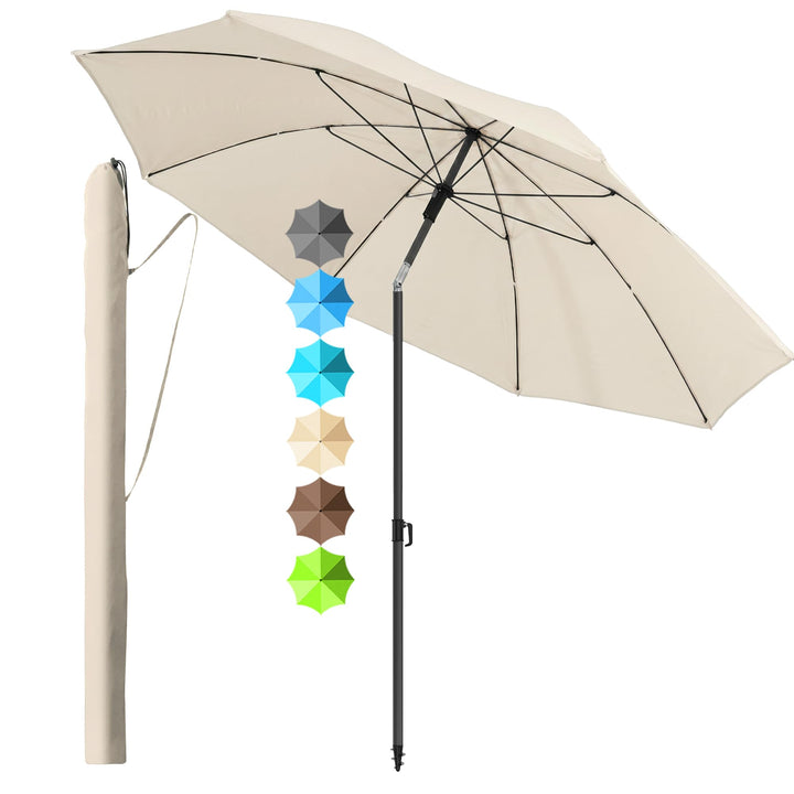 4smile Sonnenschirm Strand SunnyJoy, Beige - UPF 50+ Strandschirm Ø 180 cm, sicherer Sonnenschutz St