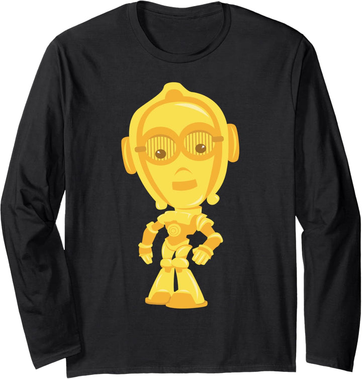 Star Wars C-3PO Big Head Cartoon Langarmshirt