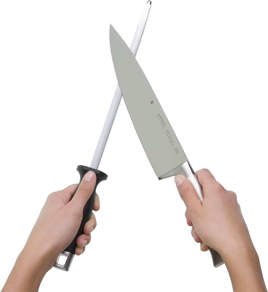 WMF Grand Gourmet Wetzstahl 36 cm, Wetzstab für Messer, Edelstahlgriff, Stahllänge 23 cm ohne Gravur