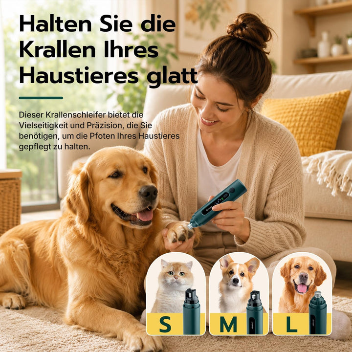 Krallenschleifer für Hunde – LED Beleuchtung, 5 Stufen, 45 dB leiser Motor – für kleine, mittelgross