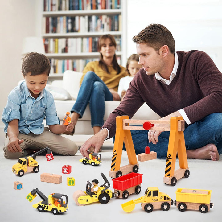 Baufahrzeuge Baustelle Kinder Geschenke Jungen 2 3 4 5 Jahre Holz Magnetisch Fahrzeug Spielzeug mit