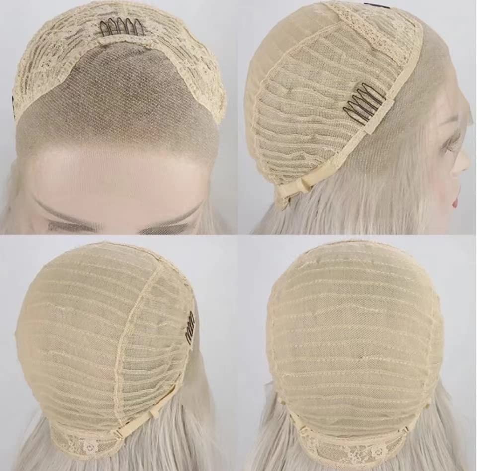 PORSMEER Blond Lace Front Perücke Lang Lockige Gewellte Perücke für Damen 13x4 Lace Front Glueless W