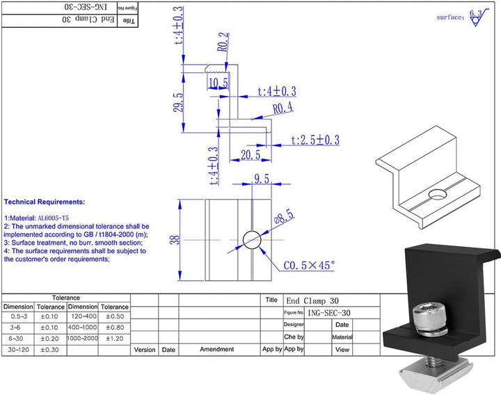 TEOV Für 2x PV Modul Solarmodul Halterung Montageschiene Solarschiene Set Ziegeldach 35MM,Befestigun