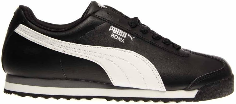 PUMA Damen Roma Basic Turnschuh 43 EU Schwarz Weiss Silberfarben, 43 EU Schwarz Weiß Silberfarb