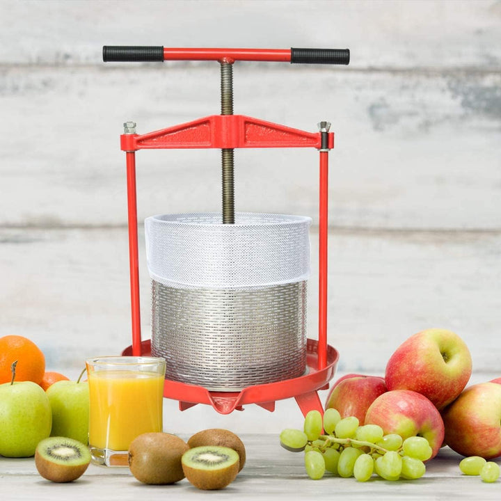 9L Spindel Obstpresse Apfelpresse Fruchtpresse aus Edelstahl mit T-Griff für Selbst Gemachten Natürl