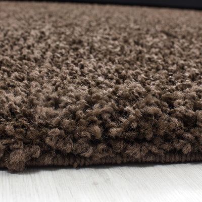 HomebyHome Teppich Wohnzimmer Shaggy Hochflor Braun Läufer 60x110 cm Design - Flauschiger Teppich Sc