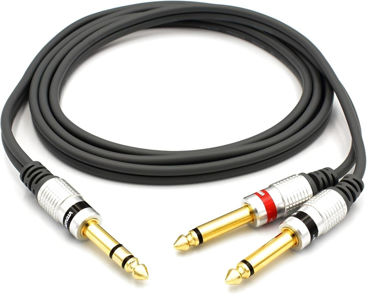 6.3mm Stereo auf 2x 6.3 Mono Klinke Kabel 2m gross Klinkenstecker Stereo zu 2x Male Grosse Insertkab
