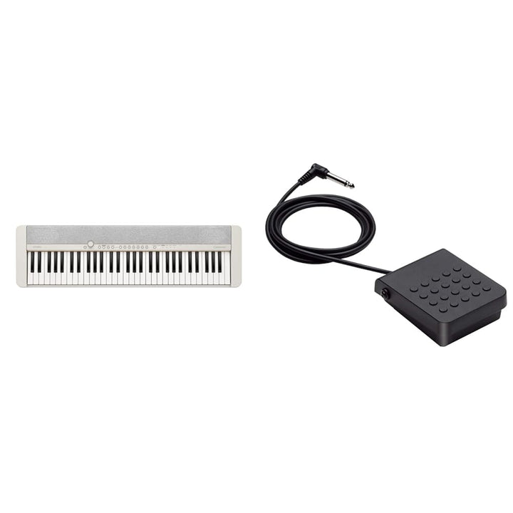 Casio CT-S1WE CASIOTONE Piano-Keyboard mit 61 anschlagdynamischen Tasten, weiss & SP-3 Sustain Pedal