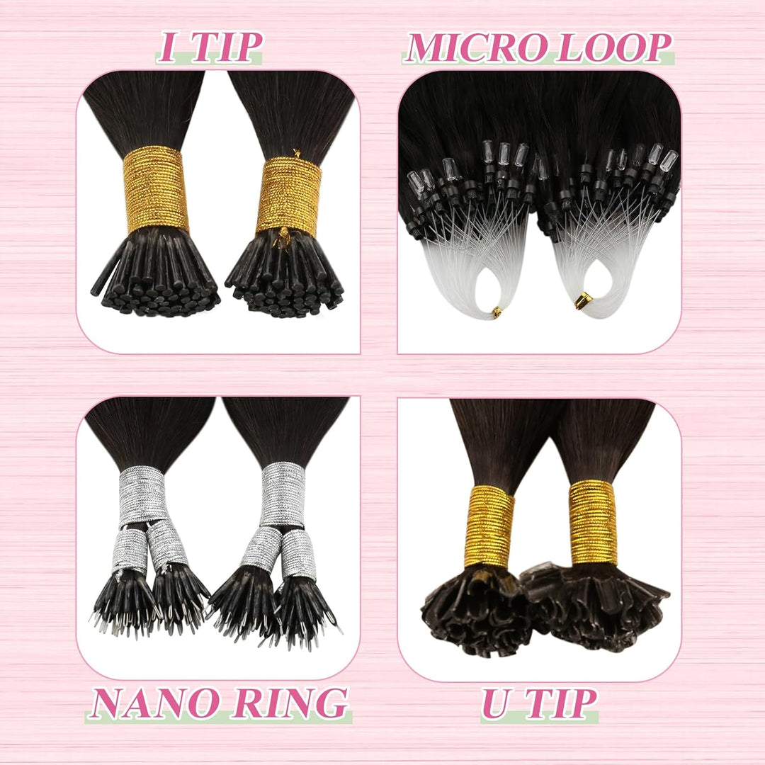 YoungSee Extensions Echthaar Bondings Braun Remy Hair Extensions Bonding 1g/s Keratin Bondings Echth
