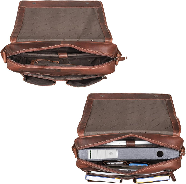 STILORD 'Curtis' Umhängetasche Leder als Messenger Bag oder Aktentasche Vintage Laptoptasche 15,6 Zo