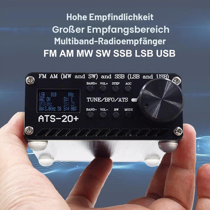 Funkempfänger, Hochempfindlicher Weltband-Digitalempfänger ATS 20+, Unterstützt FM AM LW SW SSB Prof