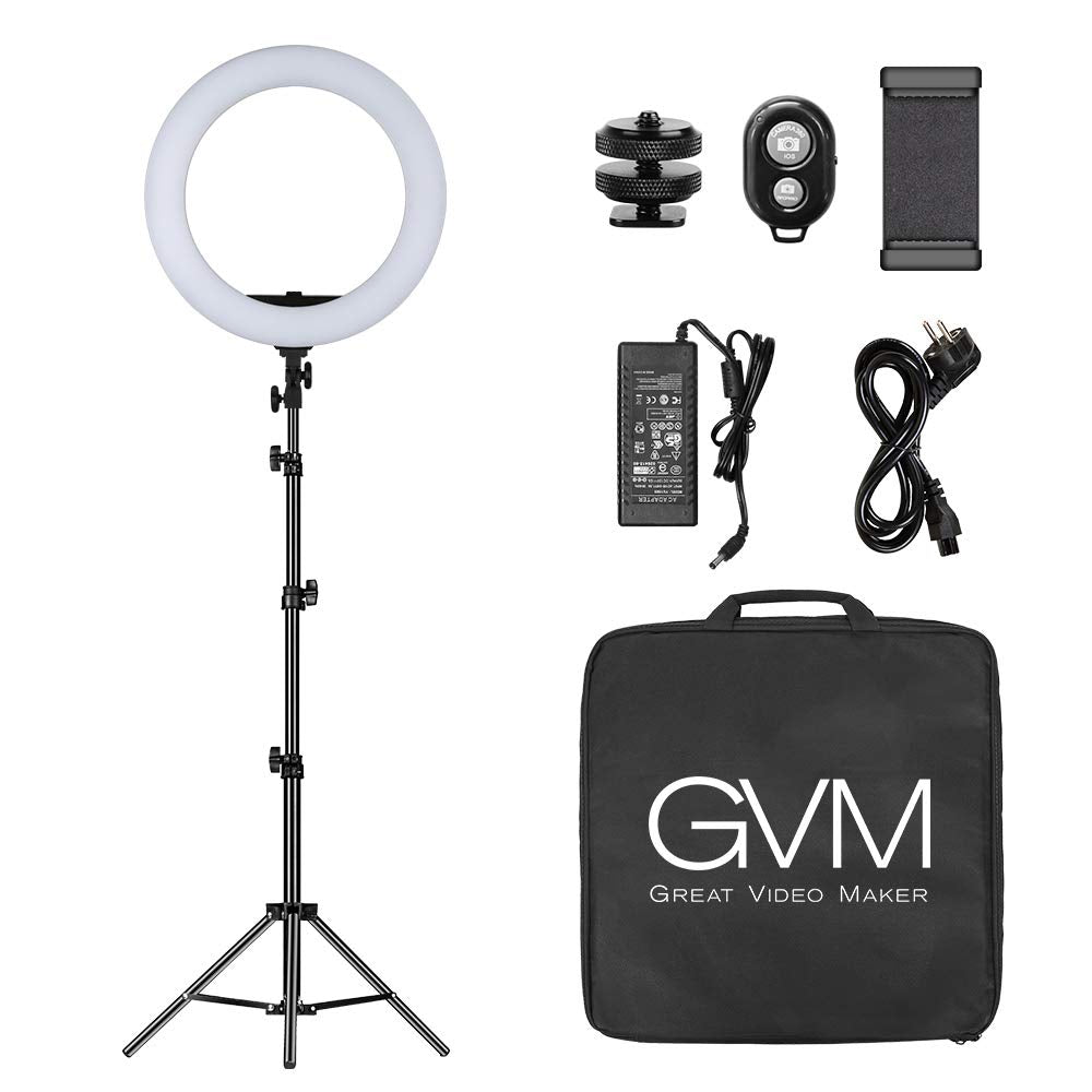GVM LED Ringleuchte mit stativ, 3200K-5600K 36cm led ringlicht für Selfie Titok Vlog YouTube Make up