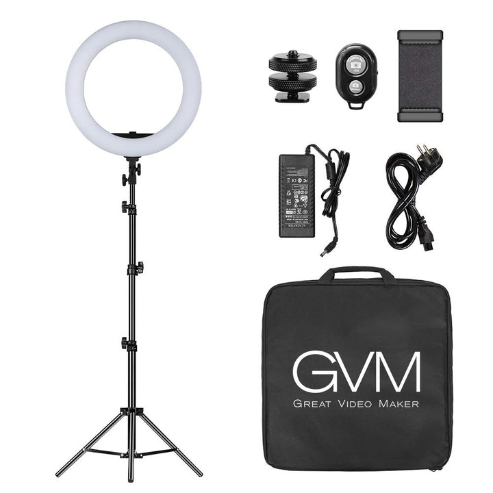 GVM LED Ringleuchte mit stativ, 3200K-5600K 36cm led ringlicht für Selfie Titok Vlog YouTube Make up
