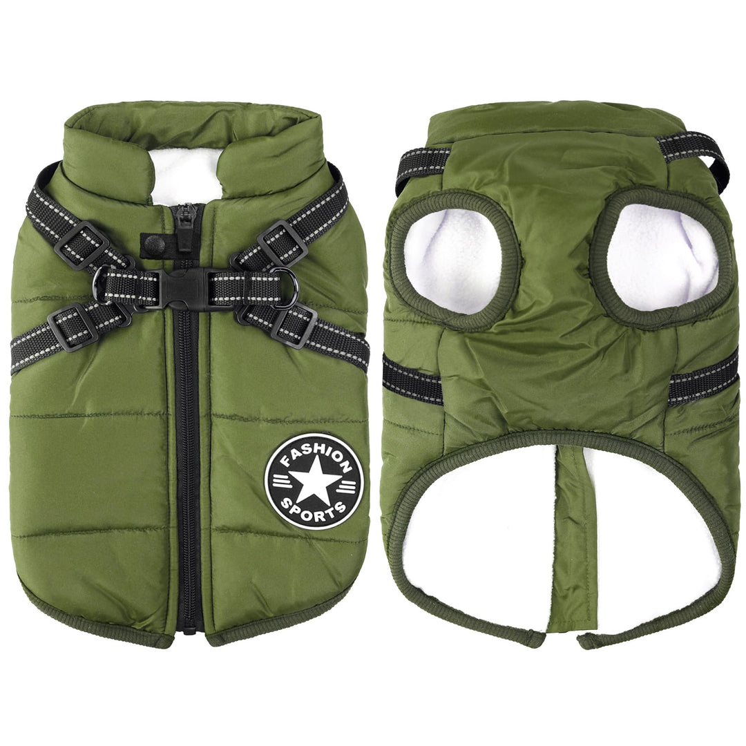 Aiboria Hundejacken für den Winter Winddicht Wasserdicht 2 in 1 Outfit Kaltwettermantel Hundewesteng