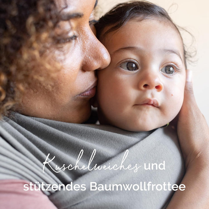 Boba Babytragetuch ab Geburt bis 15 kg - Kuschelweiches & Stützendes Baumwollfrottee, Tragetuch Baby