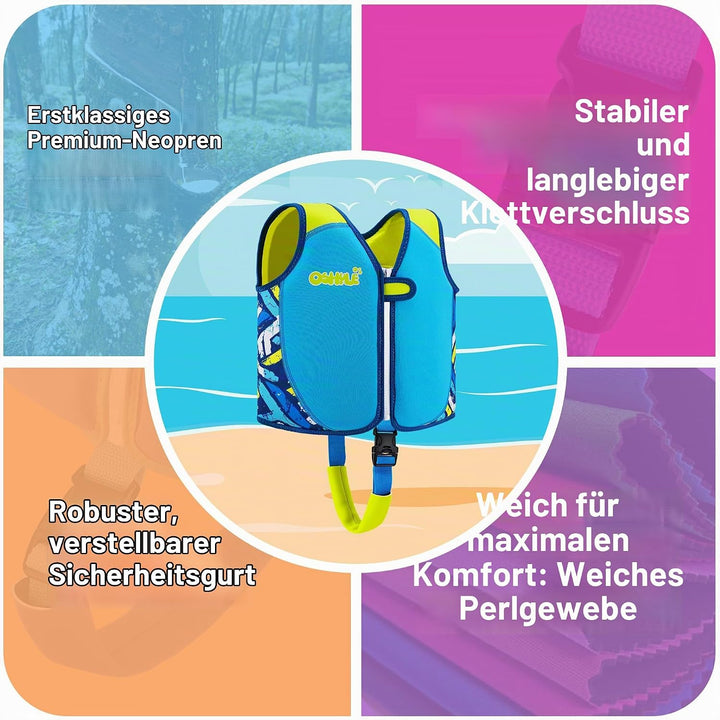Kinder Schwimmweste - Jungen Mädchen Neopren Schwimmen Jacke Kleinkind Schwimmen Floating Neopren Sc