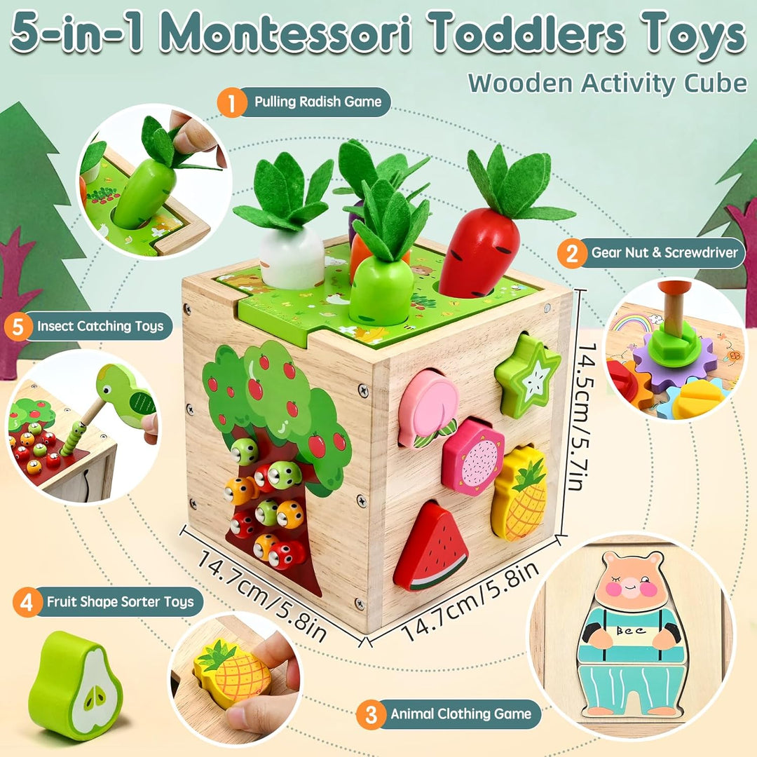 Motorikwürfel 5 in 1 Aktivitätswürfel Spielzeug ab 1 2 3 4 jahr Geschenk, 49 Pcs Montessori Lernspie