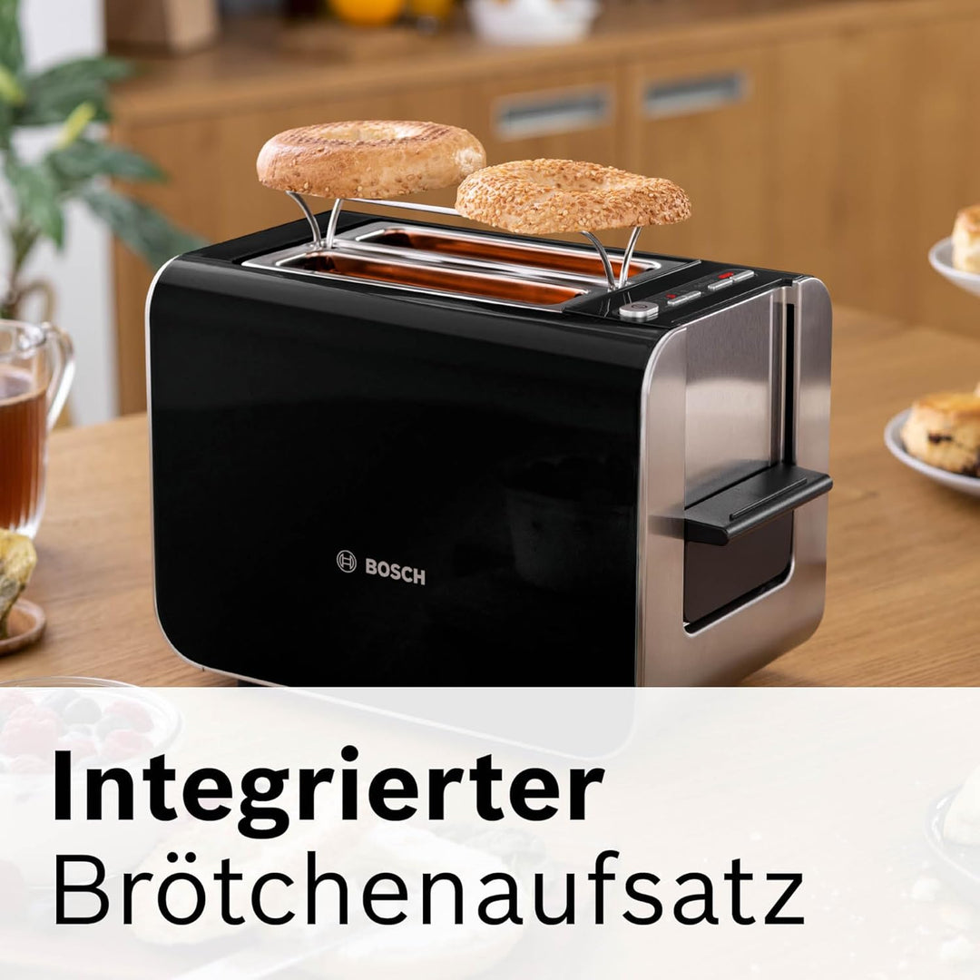 Bosch Toaster Styline TAT8613N, integrierter Brötchenaufsatz, Liftfunktion, Auftaufunktion, Abschalt