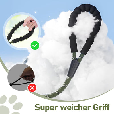 X XBEN Schleppleine, 3M 5M 6M 9M 10M 15M 20M 25M 30M Starke Hundeleine mit Bequemen Gepolsterter Gri