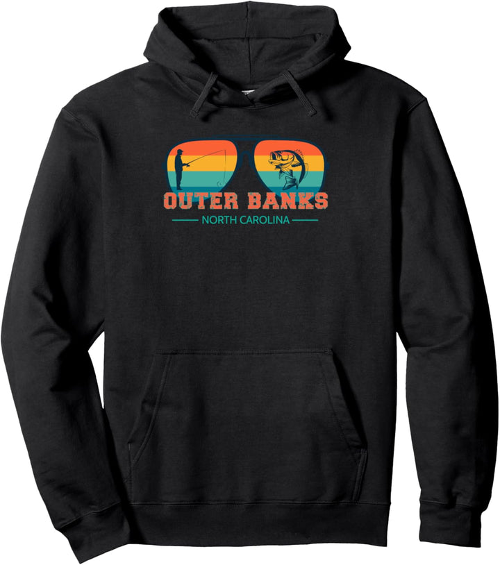 Retro Color North Carolina Souvenir OBX Outer Banken Angeln Pullover Hoodie