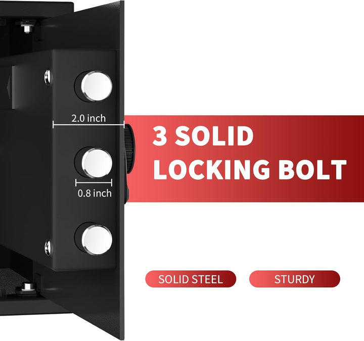 30L Tresor – Stahl-Safe, Möbeltresor mit Zahlenschloss & Code-Alarmsystem, LED-Beleuchtung, Abnehmba