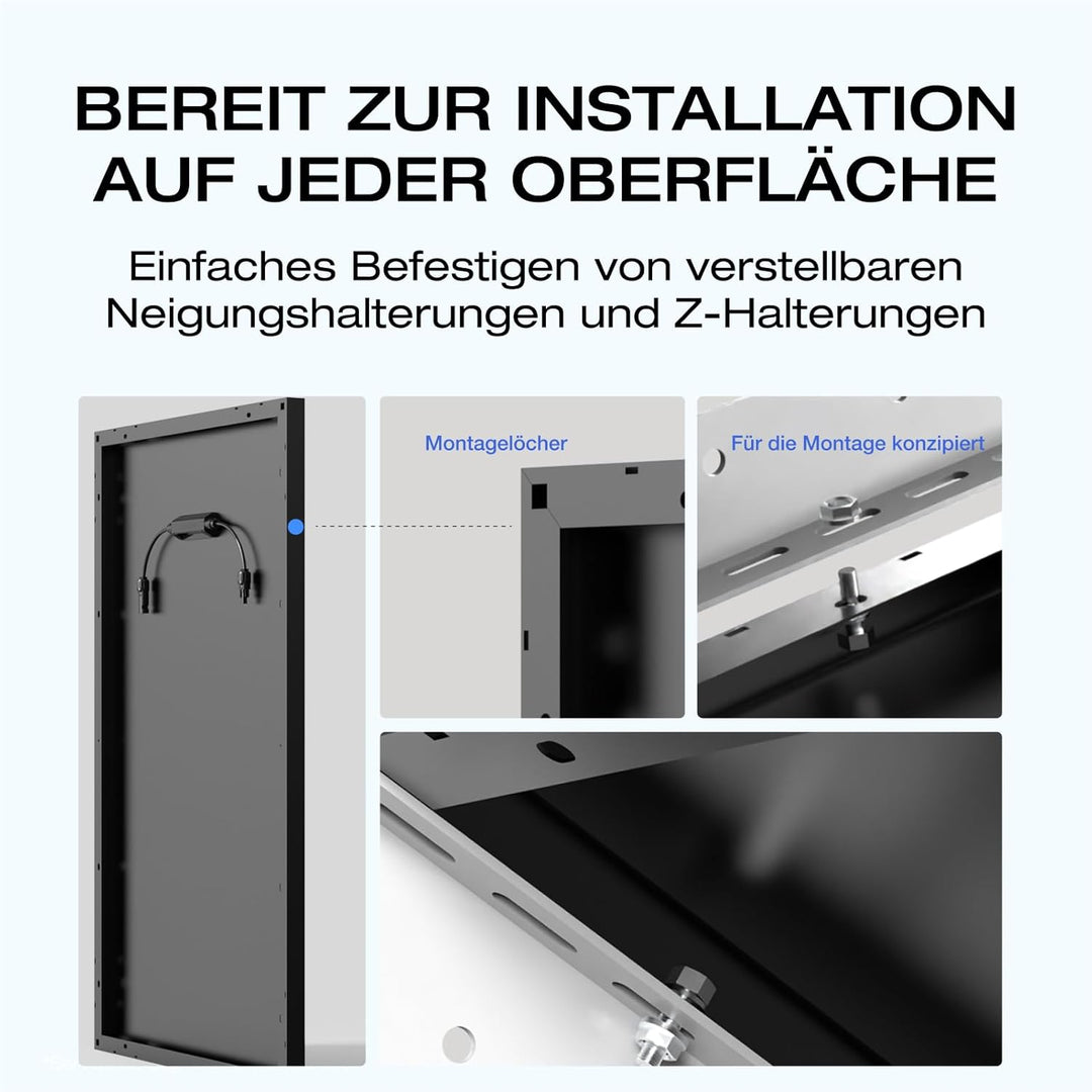 ECOFLOW 175 W Starres Solarpanel mit Montagefüssen, 25% hocheffiziente N-Typ Solarzellen, IP68 Wasse