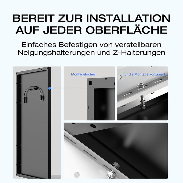 ECOFLOW 175 W Starres Solarpanel mit Montagefüssen, 25% hocheffiziente N-Typ Solarzellen, IP68 Wasse