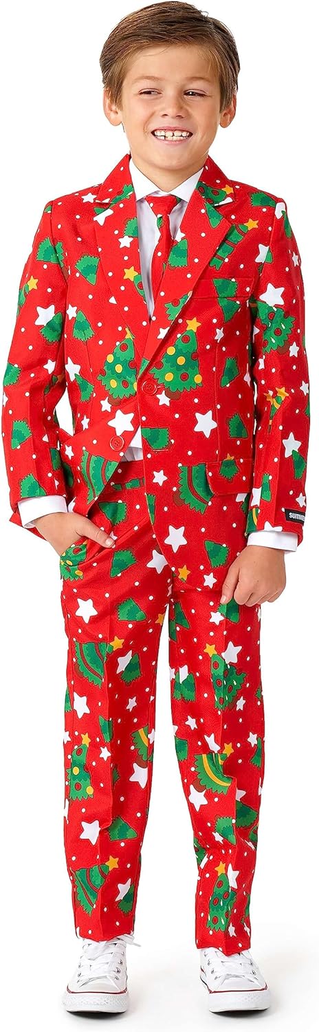 Suitmeister Weihnachtsanzug für Jungen - lustige hässliche Weihnachtskleidung mit echten Lichtern -