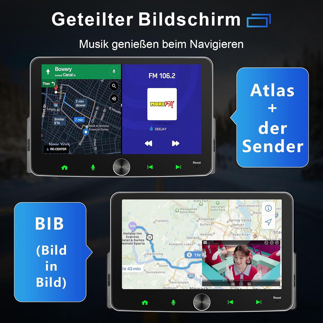DAB+ Android Autoradio 1Din Wireless CarPlay Wireless Android Auto Radio mit Bildschirm 7 Zoll 4G+64