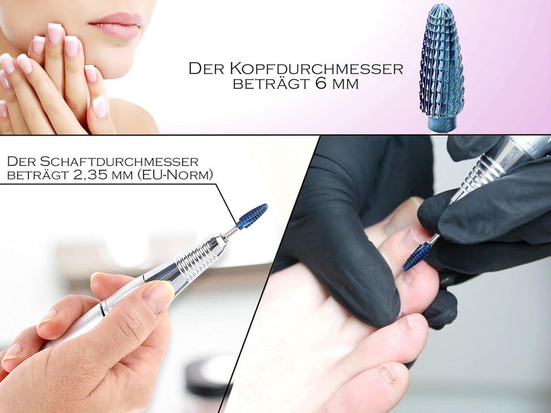 Premium Maniküre Nagelfräser HM-Schleifer Bit mit Hochwertiger Querhiebverzahnung mit Spezialbeschic