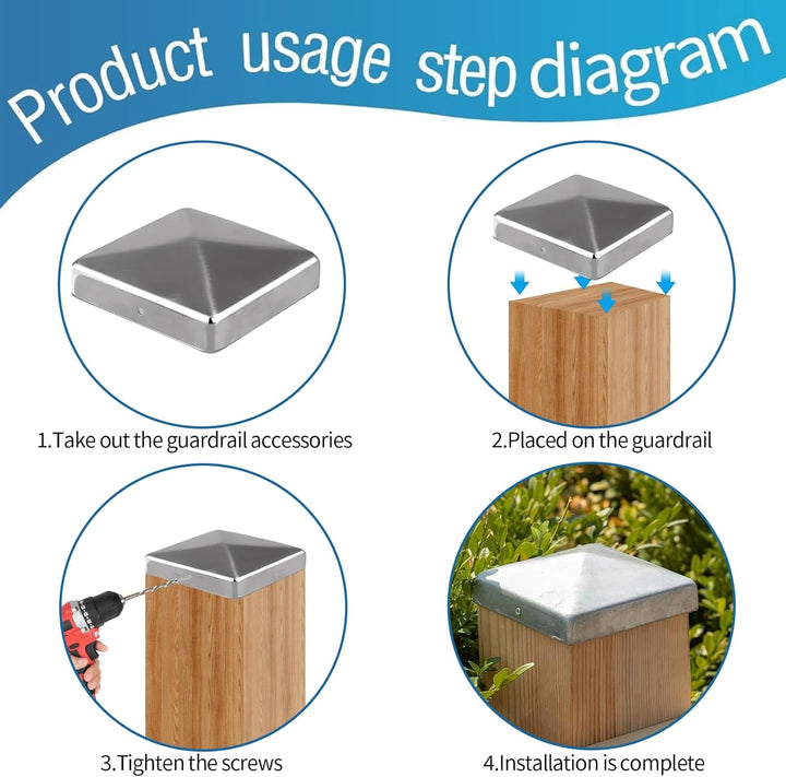 8 Stück Pfostenkappen, 9x9cm Pfostenabdeckung aus Metall Pyramidenform Zaunpfosten Kappen für Holzpf
