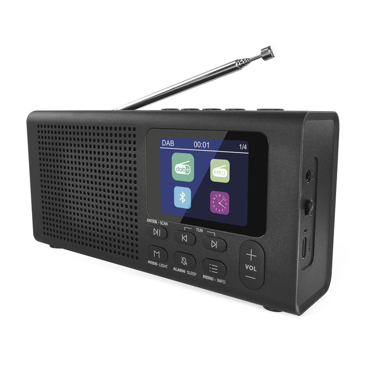 EMOS - DAB+ Radio mit Bluetooth und Dual-Stromversorgung - tragbares Digitalradio mit Wecker, Sleept