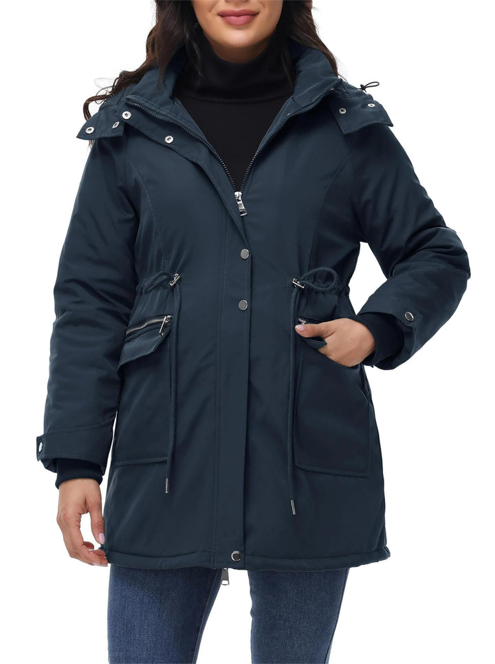 Maacie Umstands Baumwolljacke 3 in 1 Winter Langer Puffer Daunenjacke Parka mit Kapuze mit Taschen W
