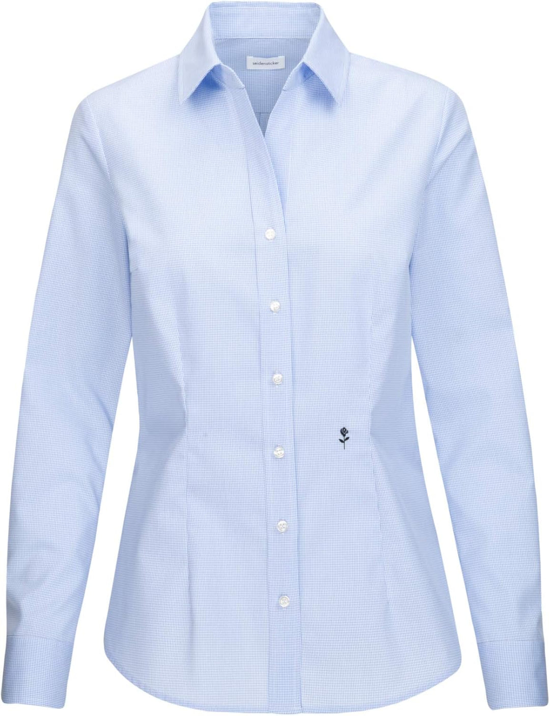 Seidensticker Damen Hemdbluse Langarm Slim Fit Gemustert Bügelfrei Bluse 34 Hellblau, 34 Hellblau