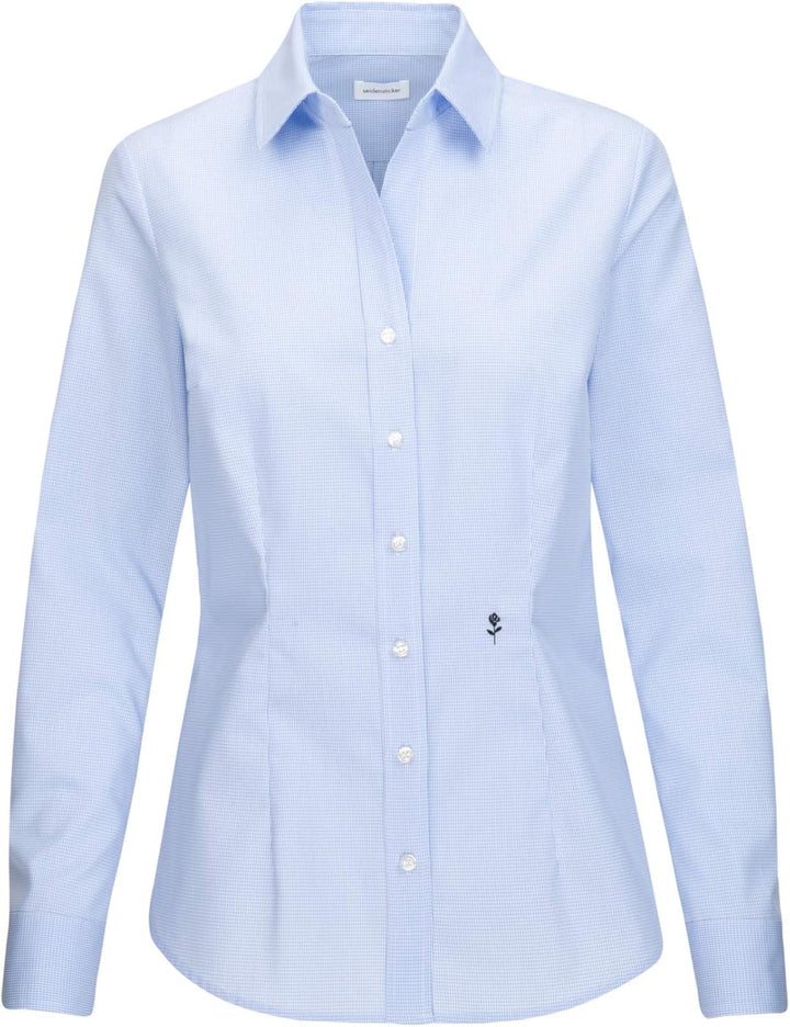 Seidensticker Damen Hemdbluse Langarm Slim Fit Gemustert Bügelfrei Bluse 34 Hellblau, 34 Hellblau