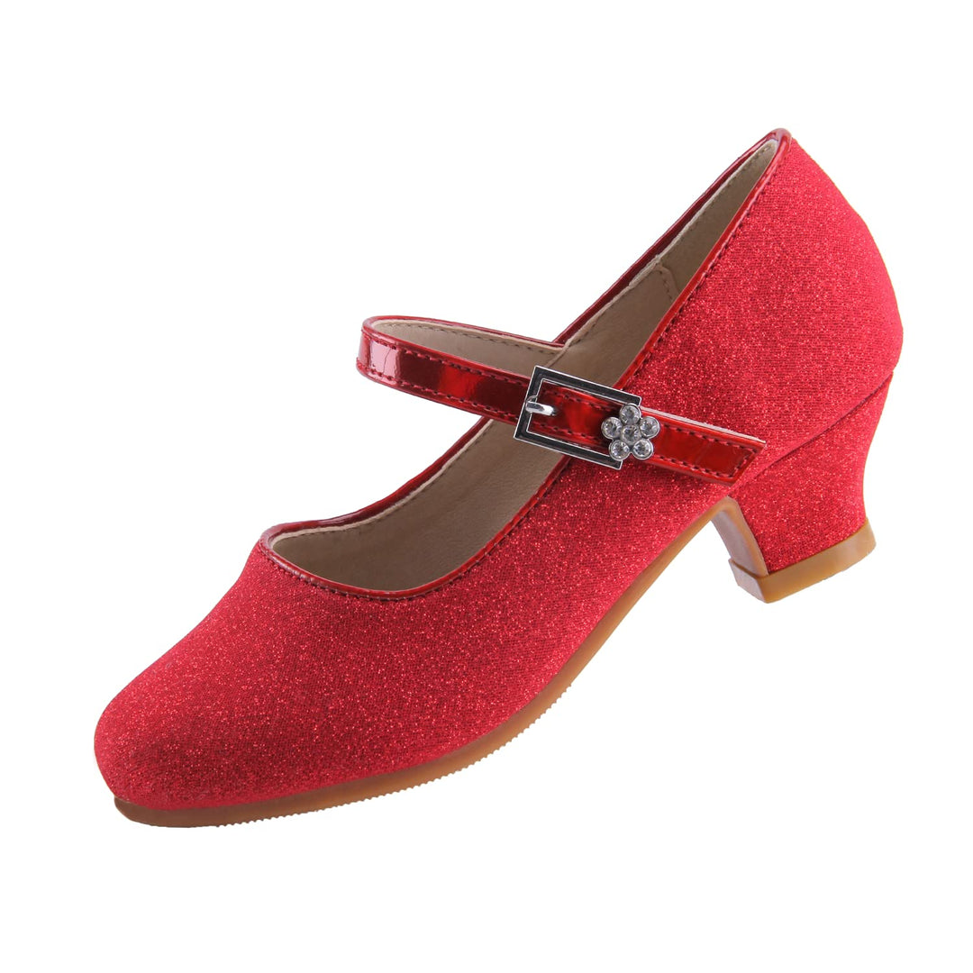 EIGHT KM - Mädchen High Heel Kleid Schuhe - Mary Jane Prinzessin Hochzeit Pumps - Funkelnder Glitzer