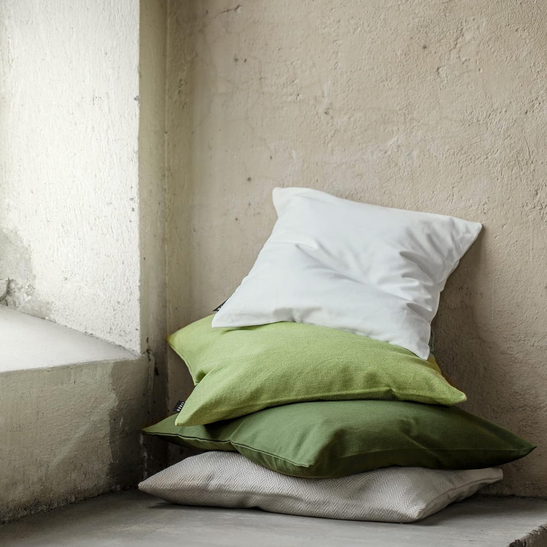 LINUM Annabell Elegant Kissenhülle 50x50 cm 2er-Pack, 100% Baumwolle, Maschinenwaschbar, Dunkel Oliv