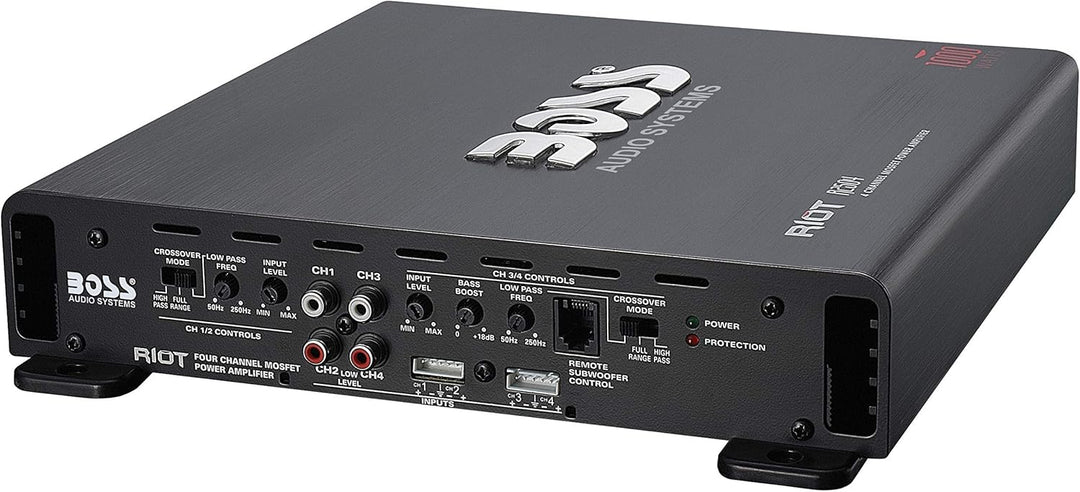 BOSS AUDIO R2504 Riot Serie 4-Kanal Full Range 1000 Watt Klasse A / B Verstärker Endstufe, 1000 W, 4
