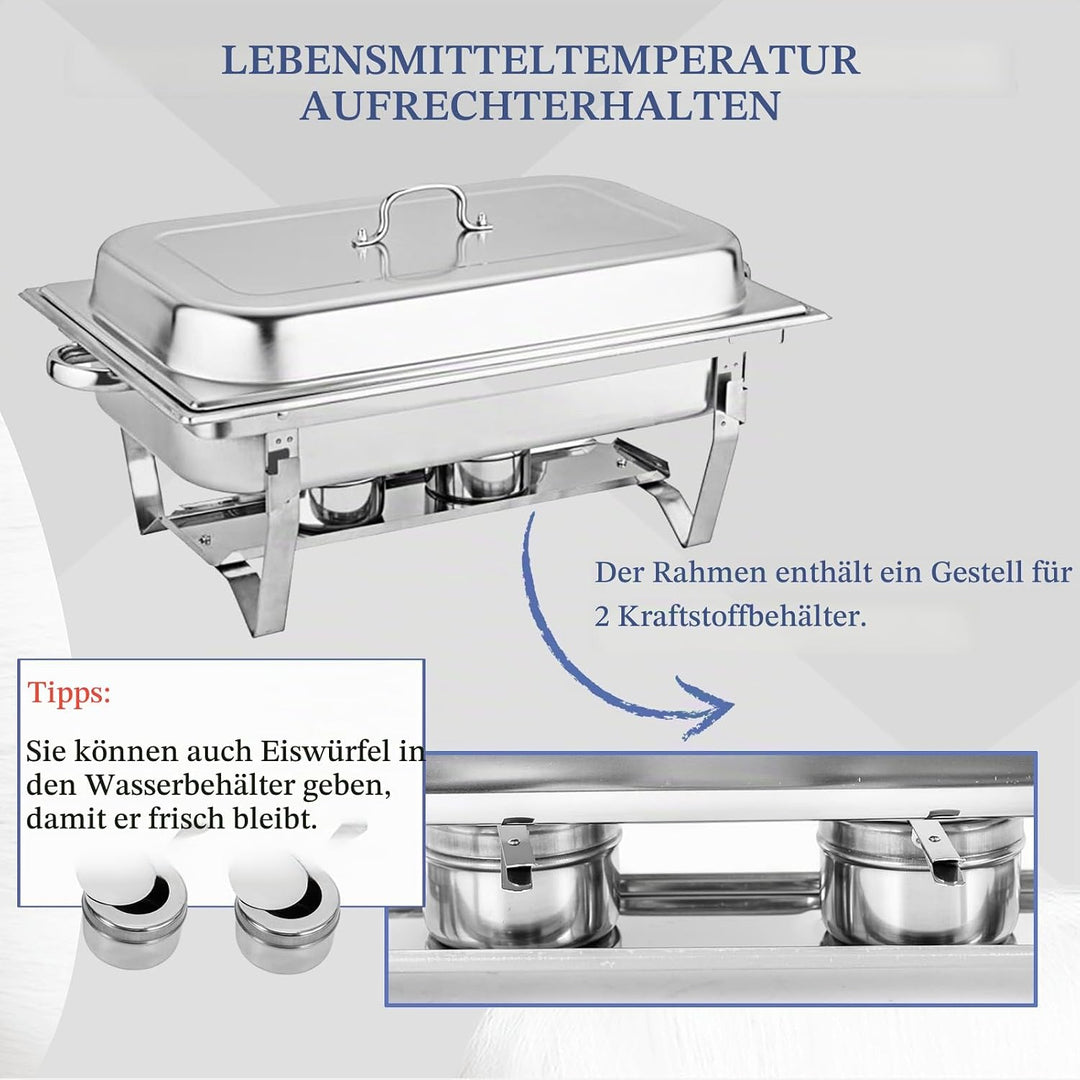 Chafing Dish,Edelstahl Warmhaltebehälter,Speisenwärmer, Edelstahl Speisenwärmer Behälter,Wärmebehält