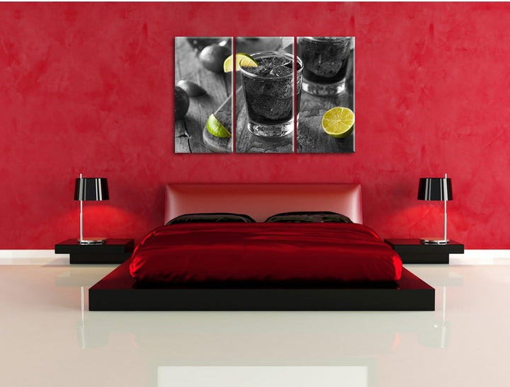 Pixxprint Erfrischender Cuba Libre als Leinwandbild/Grösse: 3 Teilig (120x80 cm) cm/Wandbild/Kunstdr