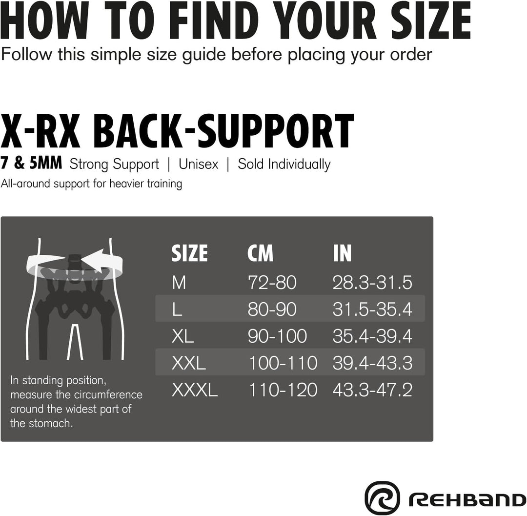 Rehband X-RX Rückenbandage mit abnehmbarem Gewichthebergürtel, 7mm Neopren-Bandage für schweres Kraf