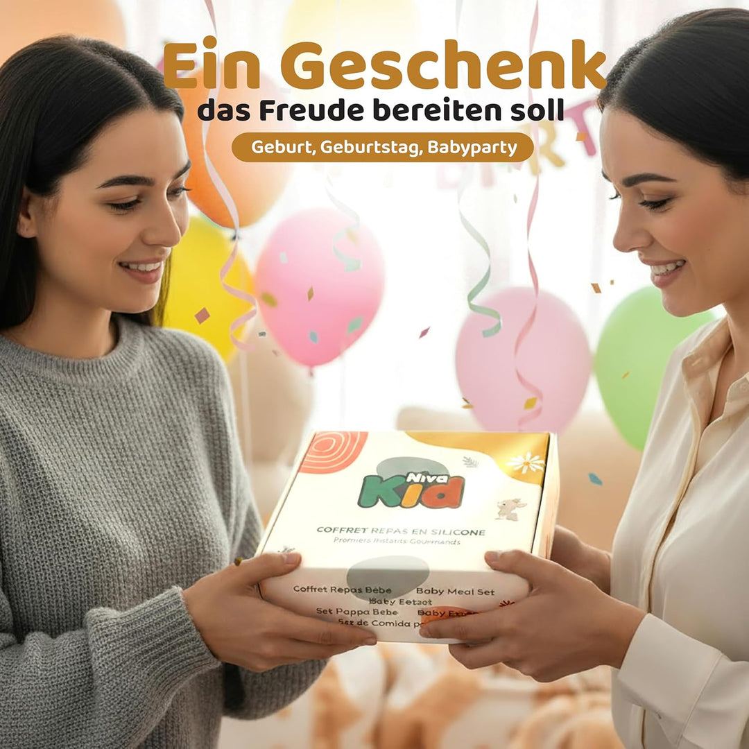 Baby Silikon Geschirr Set, Kindergeschirr Set mit BabyTeller mit Saugnapf, Geschirrset Baby für Beik