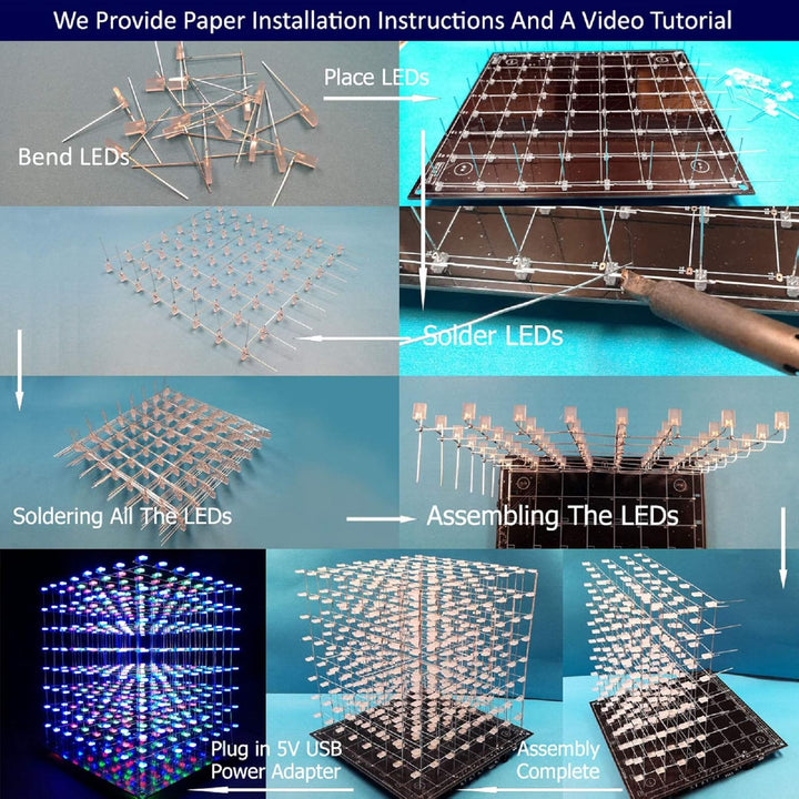 LED Licht Cube Kit 3D Led Cube 8x8x8 With Diy Kit Elektronische Kit für schulpädagogisches Labor