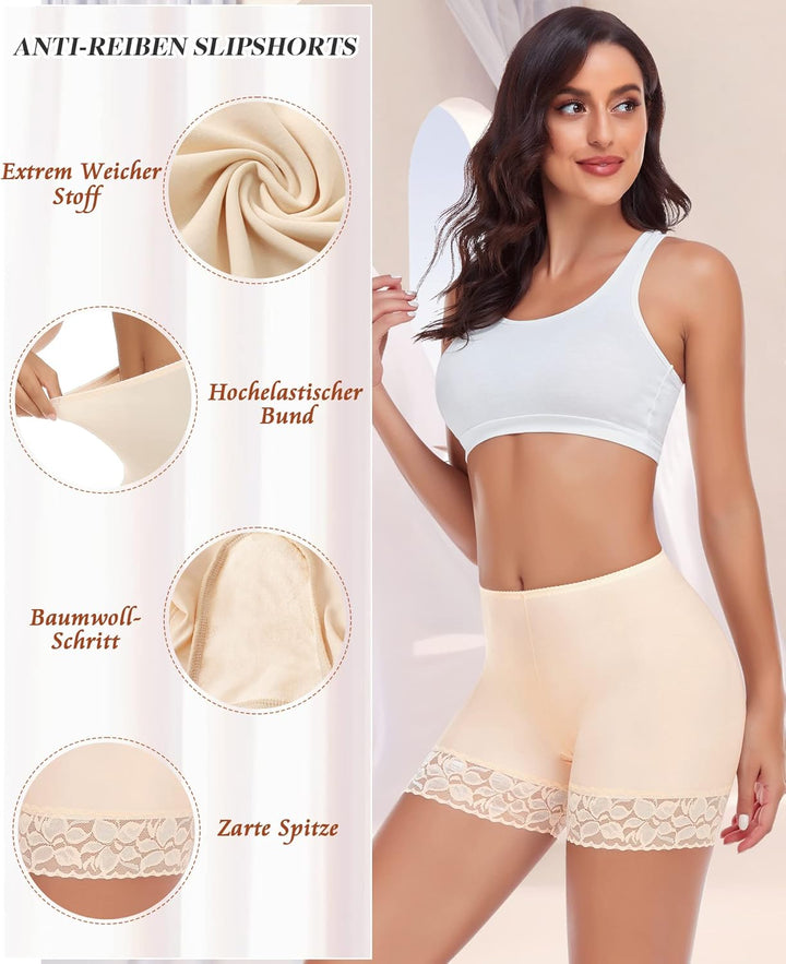 YARRCO Damen Unterhose Spitze Radlerhose Kurz Unter Rock Hosen Anti-Chafing Slipshorts Boxershorts U
