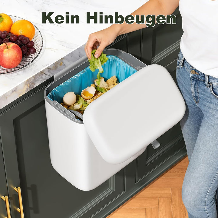 CTIME Biomülleimer Küche 7L - Mülleimer küche, Bio Mülleimer Geruchsdicht Platz Sparen klein Küchenk