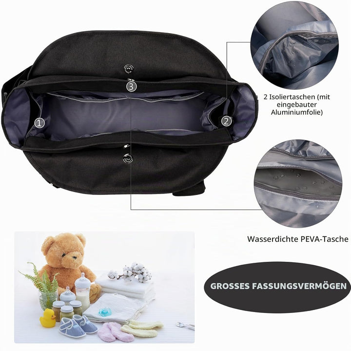 Baby Wickeltasche, 13 Taschen, Reise Wickeltasche Henkeltaschen Portable Babytasche mit Schnullertas