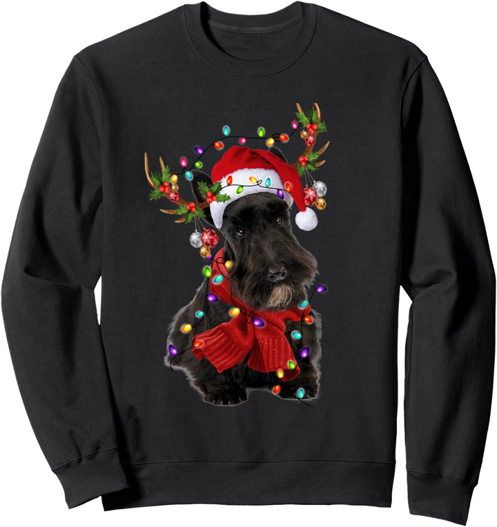 Santa Scottish Terrier Rentier Weihnachtsbeleuchtung Sweatshirt
