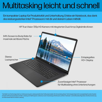 HP Laptop | 17,3" HD+ Display | Intel Celeron N4120 | 8 GB DDR4 RAM | 256 GB SSD | Intel UHD-Grafik