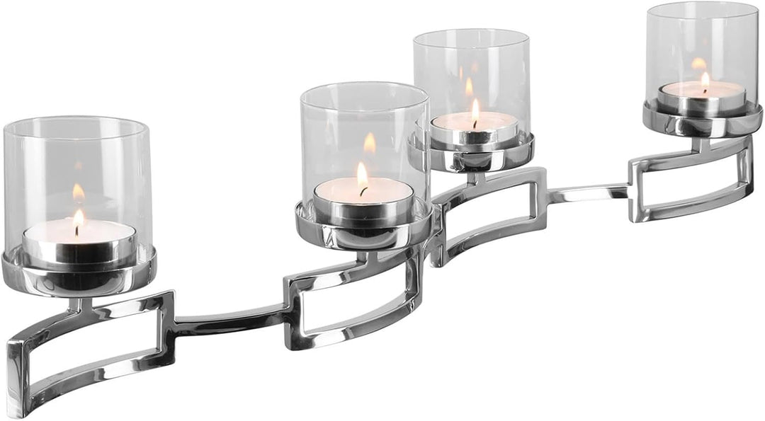 Fink [BR] Hommage/Leuchter,4flm,Edelstahl,m.Glas/L.68,B.14